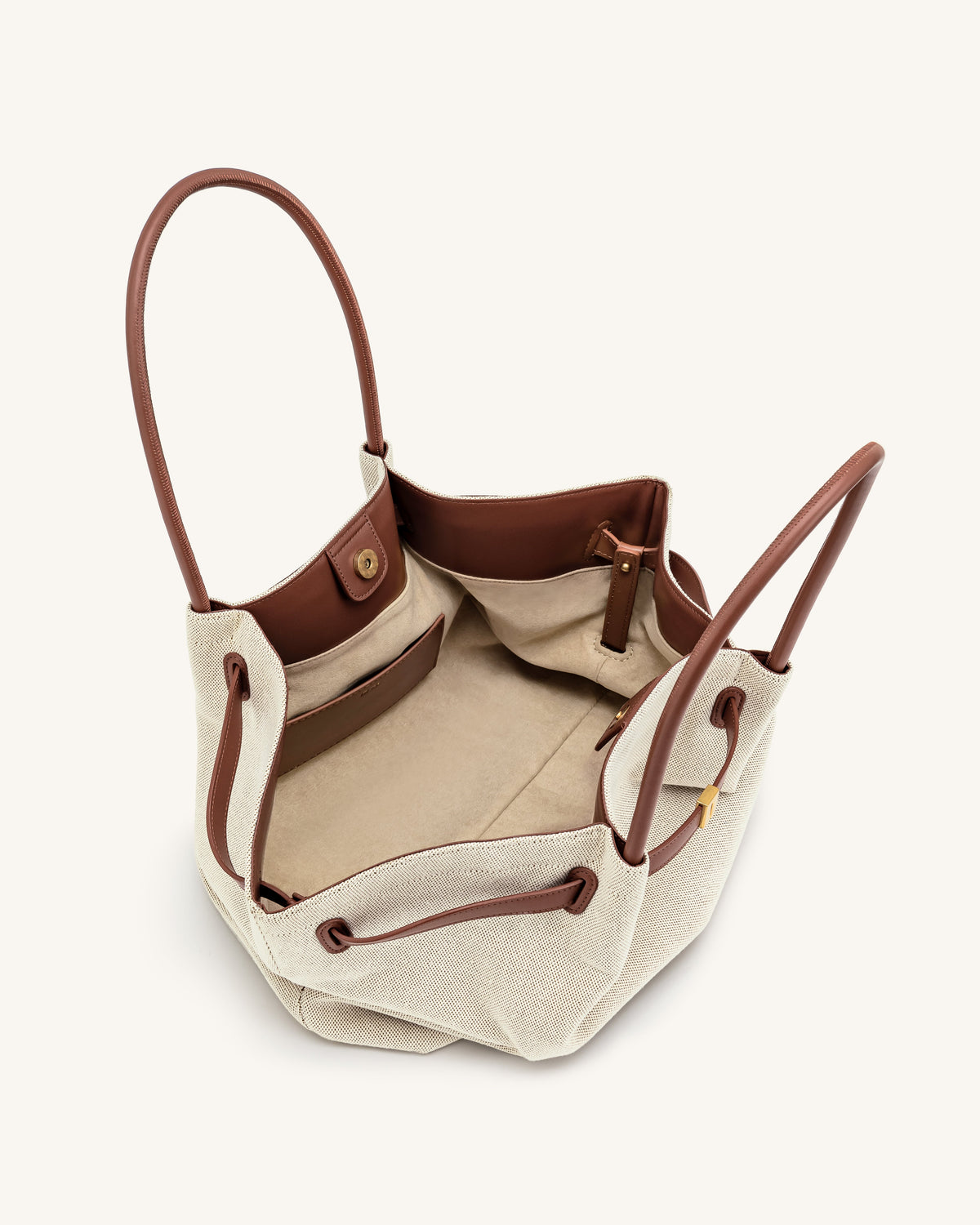 Hana Large Tote Bag - Brown Canvas | JW PEI