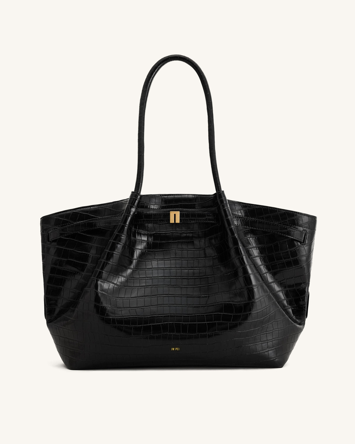 Hana Large Tote Bag - Black Croc | JW PEI