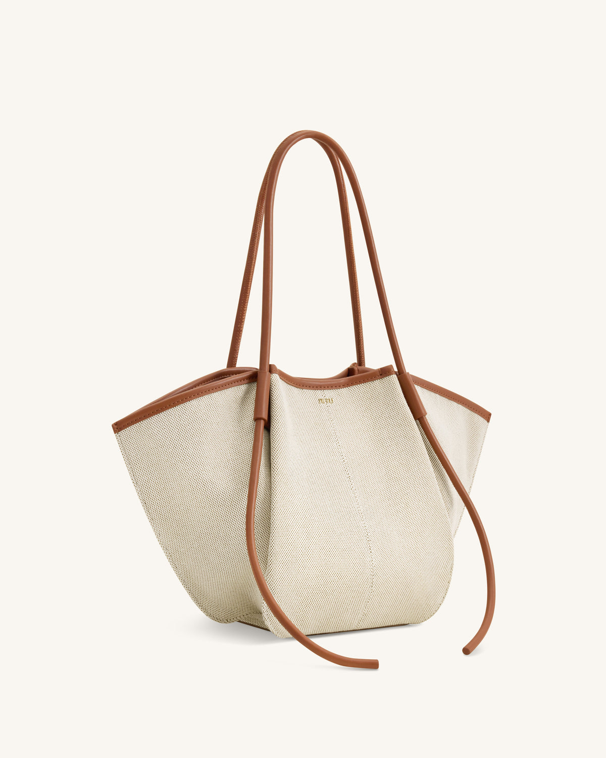 Nala Wide Tote Bag - Brown Canvas | JW PEI