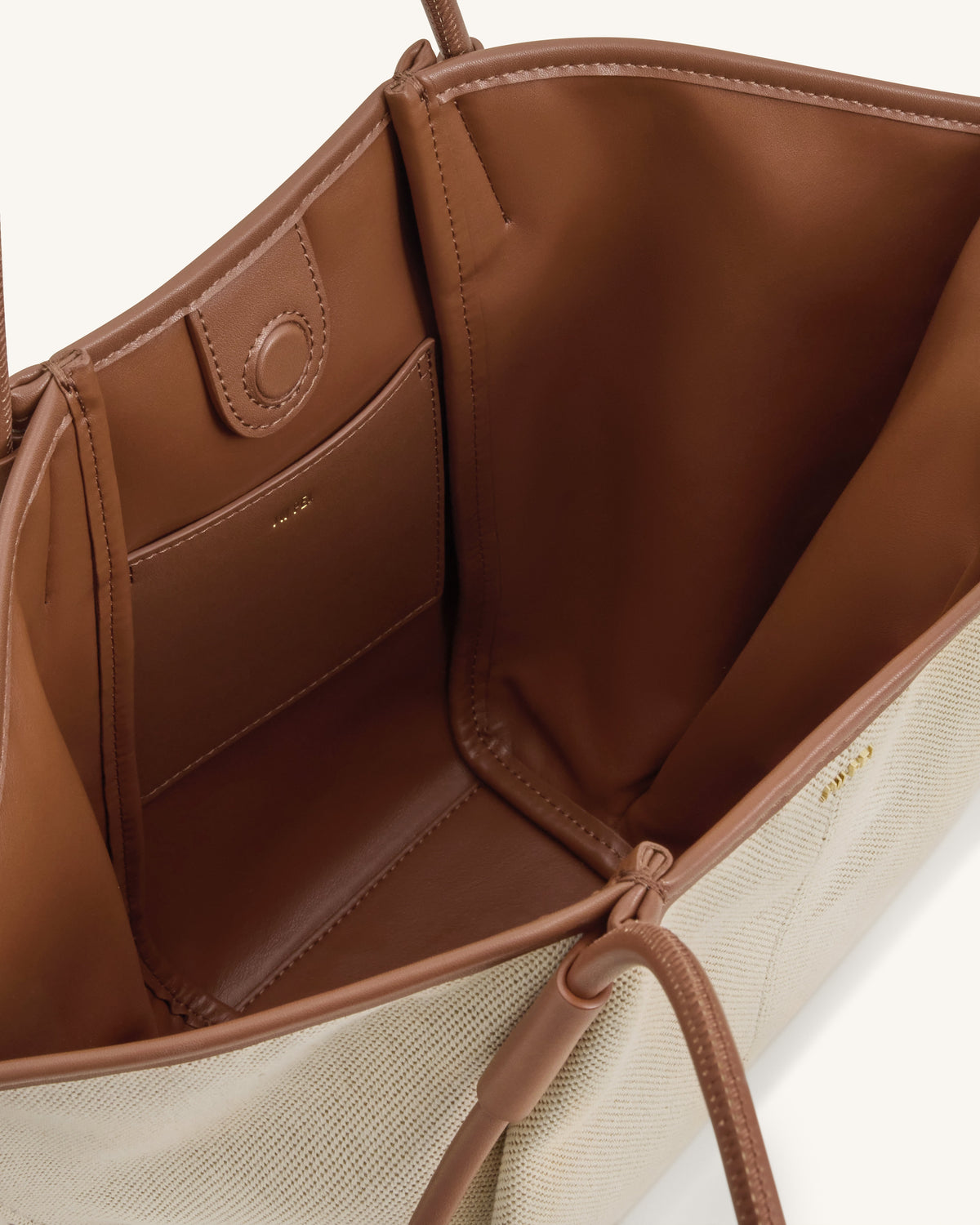 Nala Wide Tote Bag - Brown Canvas | JW PEI