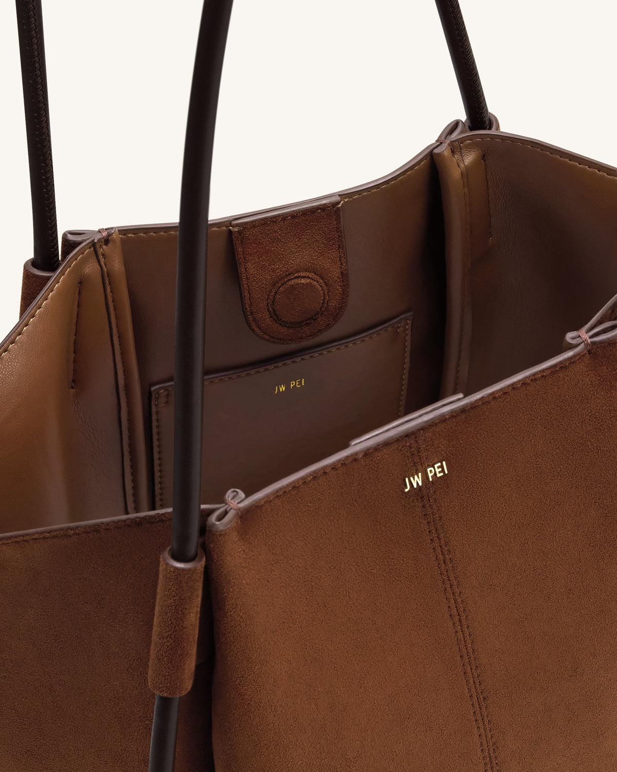 Nala Faux Suede Wide Tote Bag - Brown | JW PEI