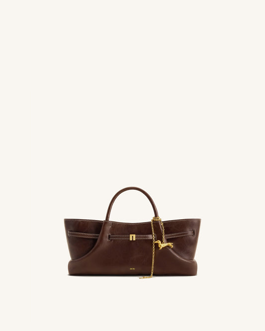 Maeve Dachshund Metal Charm Tote Bag - Dark Brown | JW PEI