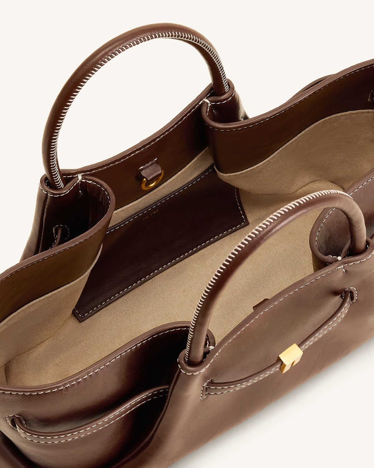 Maeve Dachshund Metal Charm Tote Bag - Dark Brown | JW PEI