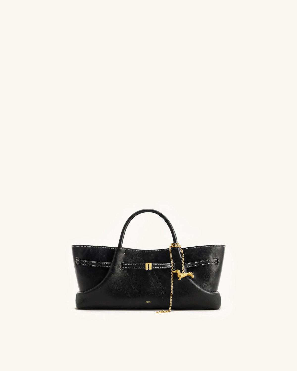 Maeve Dachshund Metal Charm Tote Bag - Black | JW PEI