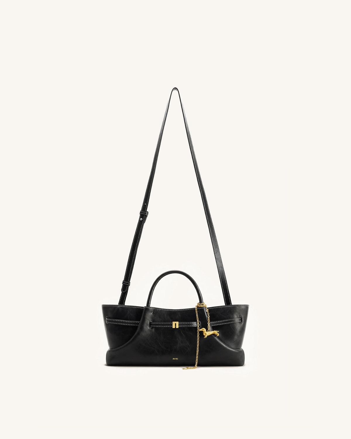 Maeve Dachshund Metal Charm Tote Bag - Black | JW PEI