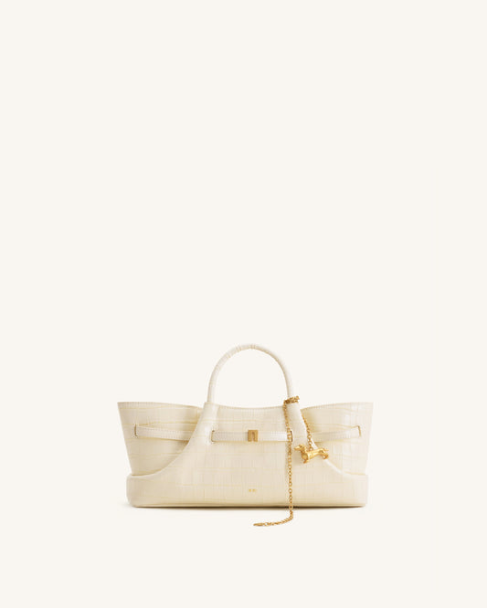 Maeve Dachshund Metal Charm Tote Bag - Ivory Croc | JW PEI
