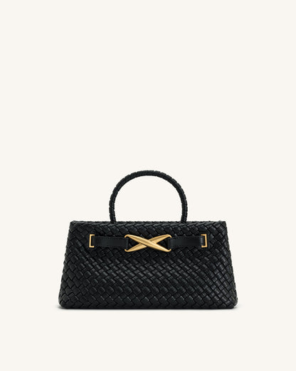 Elora Woven Tote Bag - Black | JW PEI