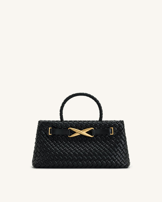 Elora Woven Tote Bag - Black | JW PEI