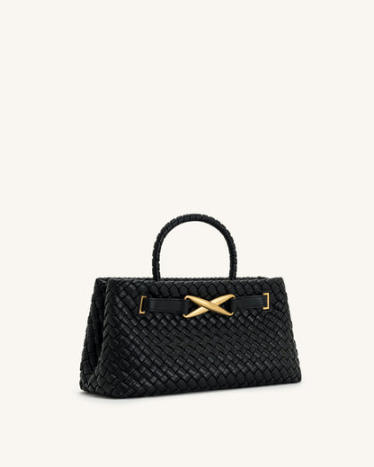 Elora Woven Tote Bag - Black | JW PEI
