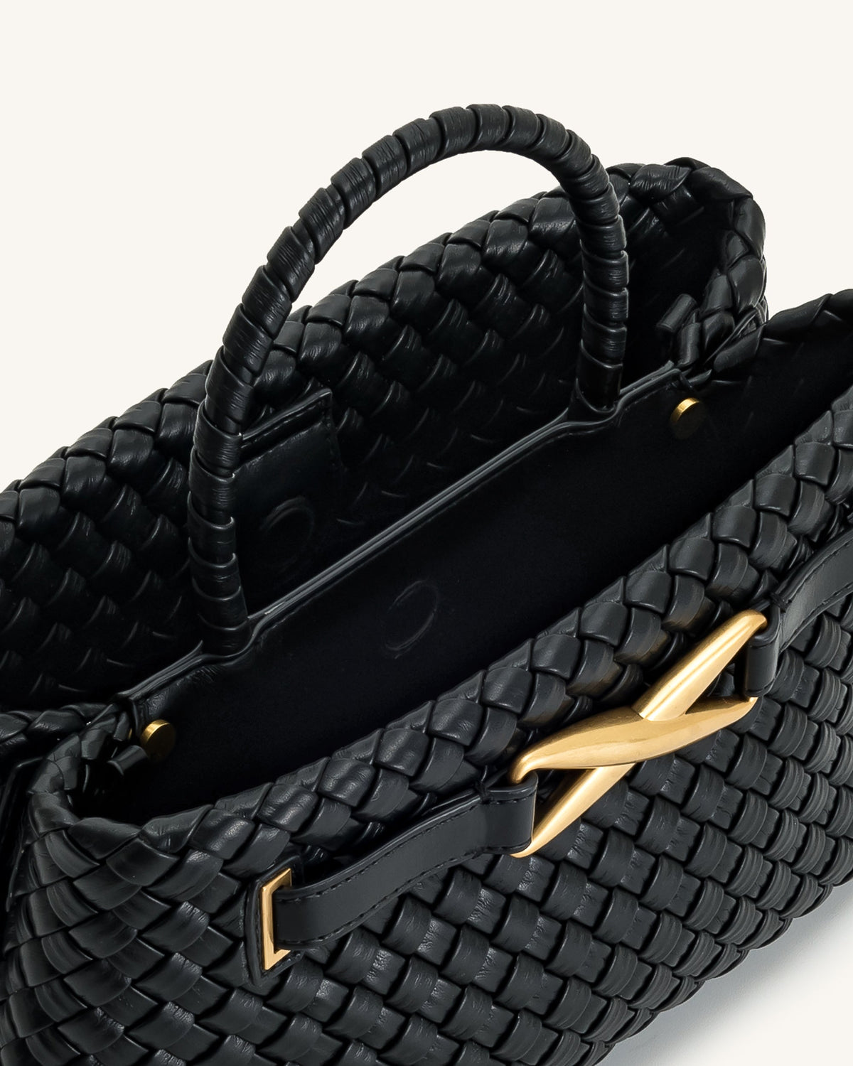 Elora Woven Tote Bag - Black | JW PEI