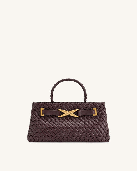 Elora Woven Tote Bag - Deep Burgundy | JW PEI