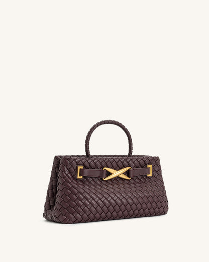 Elora Woven Tote Bag - Deep Burgundy | JW PEI