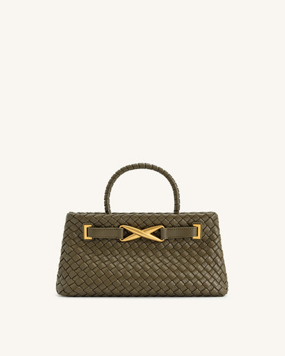 Elora Woven Tote Bag - Dark Olive | JW PEI