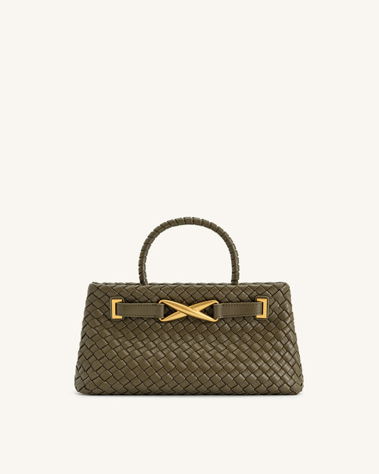Elora Woven Tote Bag - Dark Olive | JW PEI