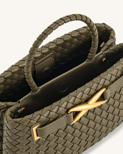 Elora Woven Tote Bag - Dark Olive | JW PEI