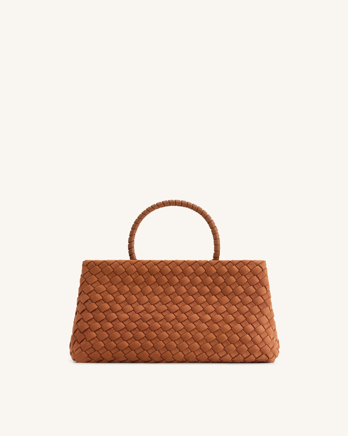Elora Faux Suede Woven Tote Bag - Brown | JW PEI