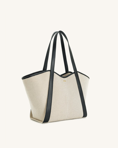 Kiana Large Capacity Tote Bag - Black Canvas | JW PEI