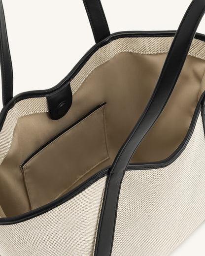 Kiana Large Capacity Tote Bag - Black Canvas | JW PEI
