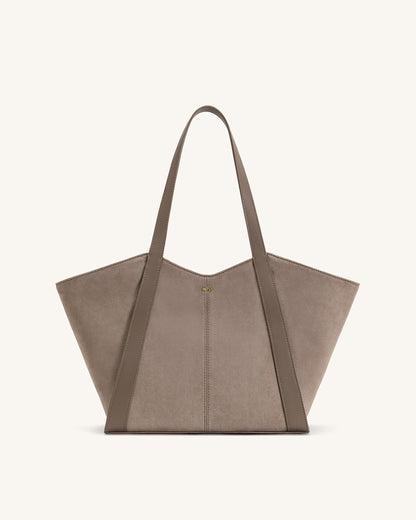 Kiana Large Capacity Faux Suede Tote Bag - Taupe | JW PEI