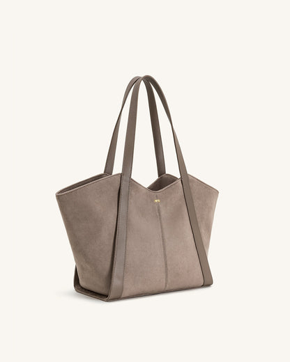 Kiana Large Capacity Faux Suede Tote Bag - Taupe | JW PEI