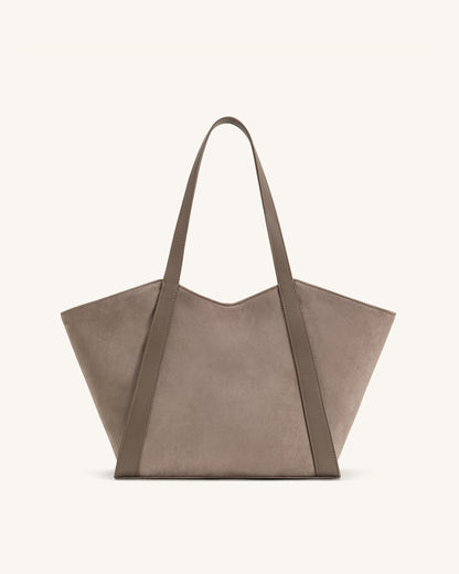 Kiana Large Capacity Faux Suede Tote Bag - Taupe | JW PEI