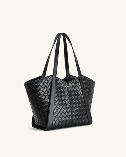 Kiana Large Capacity Weave Texture Tote Bag - Black | JW PEI