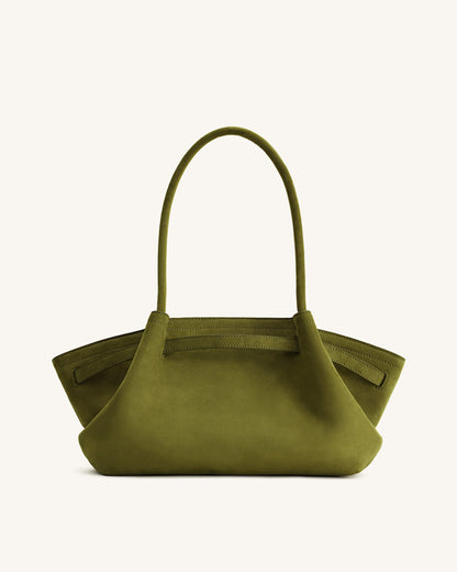 Hana Wide Faux Suede Tote Bag - Olive Green | JW PEI