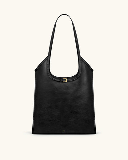 Brooke Belted Embellished Shoulder Tote Bag - Black | JW PEI