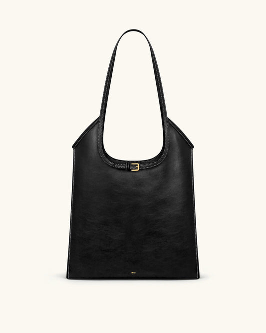 Brooke Belted Embellished Shoulder Tote Bag - Black | JW PEI