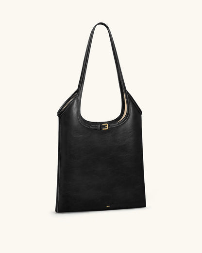 Brooke Belted Embellished Shoulder Tote Bag - Black | JW PEI