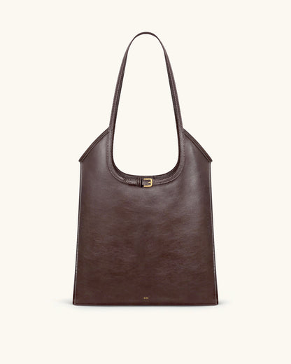 Brooke Belted Embellished Shoulder Tote Bag - Dark Brown | JW PEI