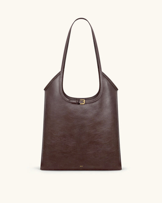 Brooke Belted Embellished Shoulder Tote Bag - Dark Brown | JW PEI