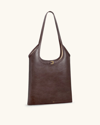 Brooke Belted Embellished Shoulder Tote Bag - Dark Brown | JW PEI
