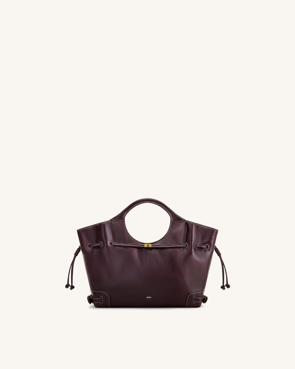 Virelle Waxed Vegan Leather Drawstring Tote Bag - Burgundy | JW PEI