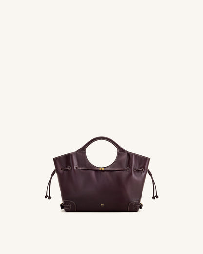 Virelle Waxed Vegan Leather Drawstring Tote Bag - Burgundy | JW PEI