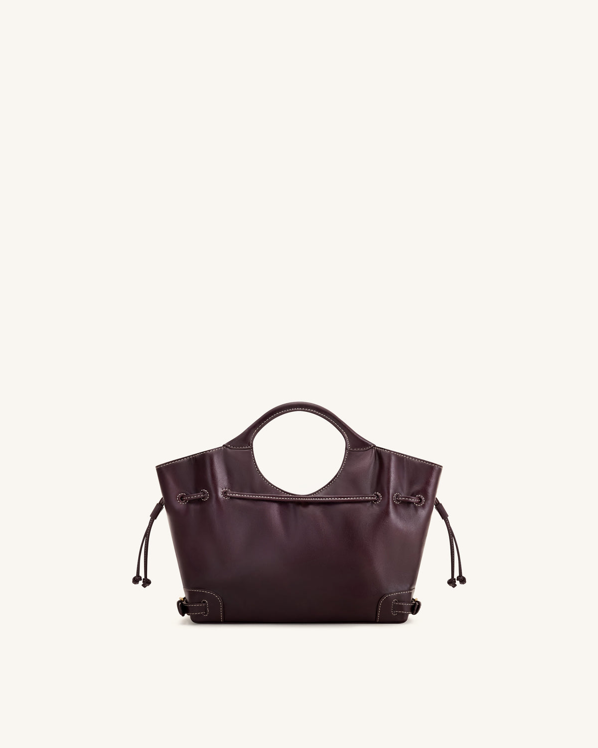 Virelle Waxed Vegan Leather Drawstring Tote Bag - Burgundy | JW PEI