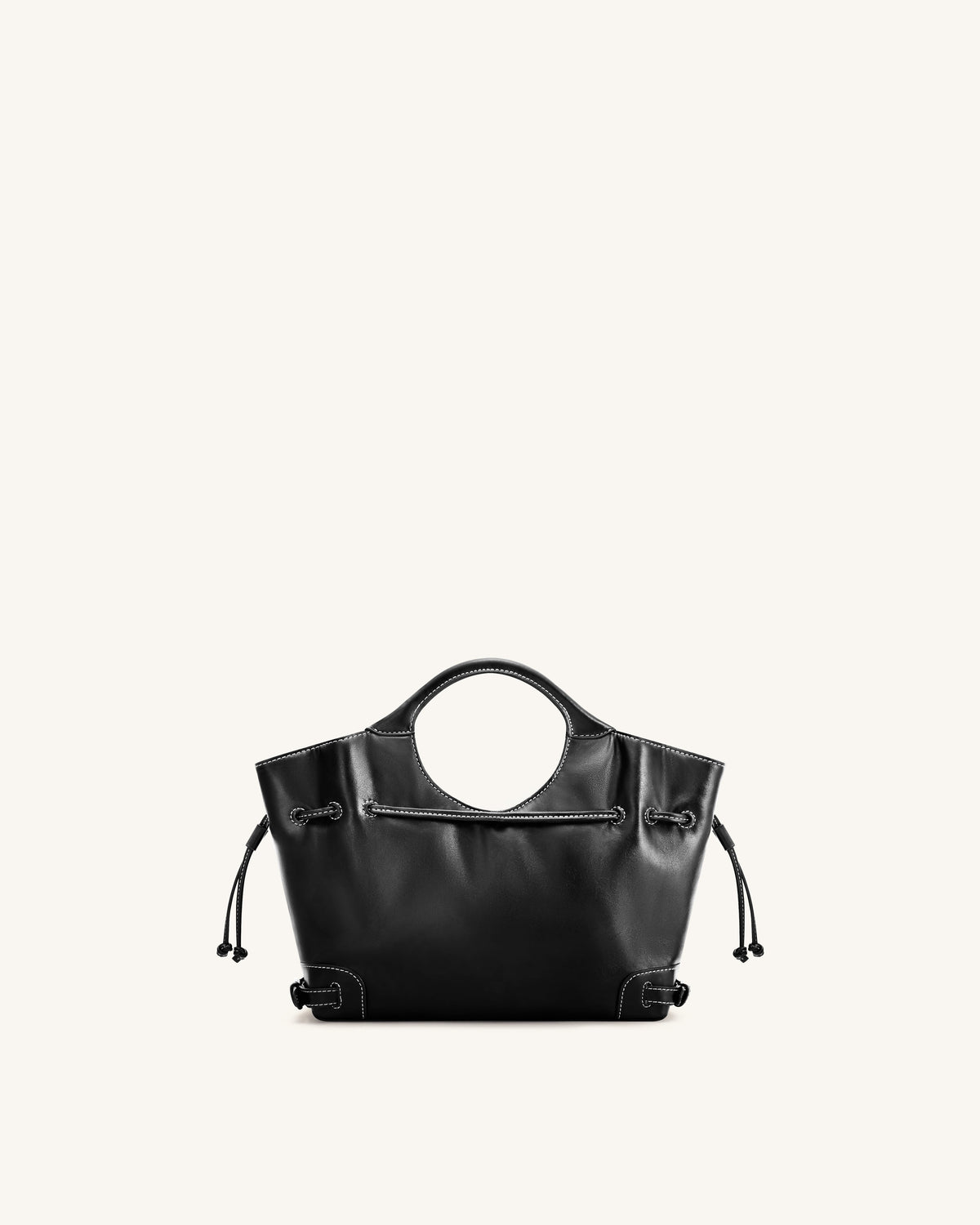 Virelle Waxed Vegan Leather Drawstring Tote Bag - Black | JW PEI