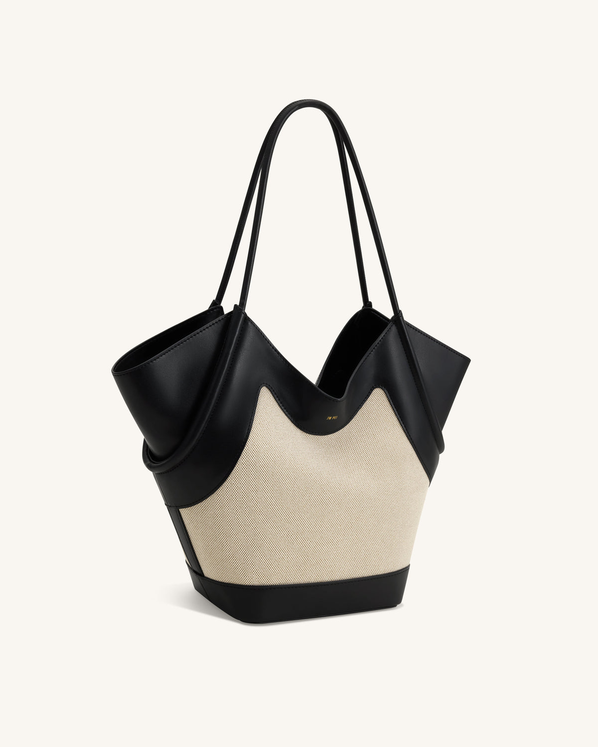 Maribel Panel Tote Bag - Black Canvas | JW PEI