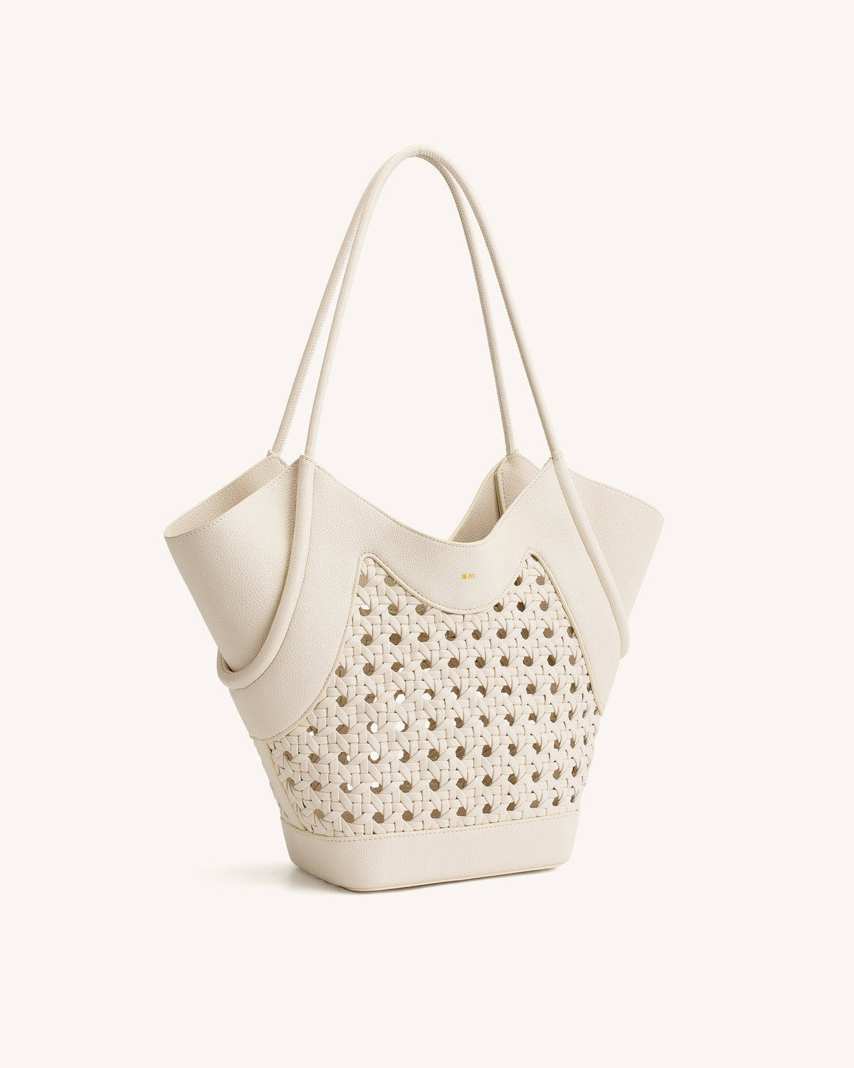 Maribel Woven Panel Tote Bag - Ivory | JW PEI