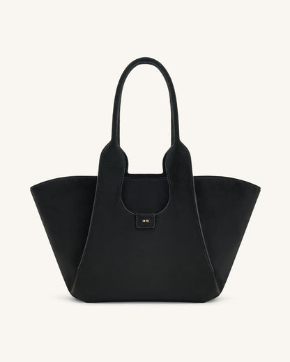 Cara Faux Suede Tote Bag - Black | JW PEI