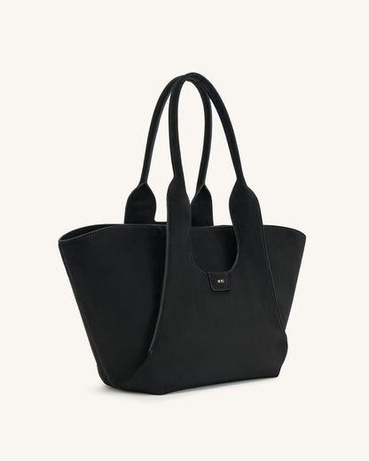 Cara Faux Suede Tote Bag - Black | JW PEI