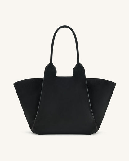 Cara Faux Suede Tote Bag - Black | JW PEI