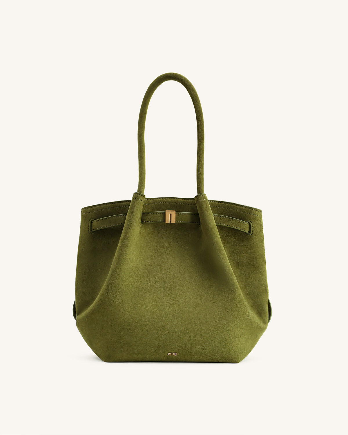 Hana Column Faux Suede Tote Bag - Olive Green | JW PEI