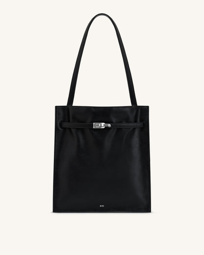 Noelle Belted Tote Bag - Black | JW PEI