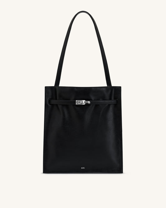 Noelle Belted Tote Bag - Black | JW PEI
