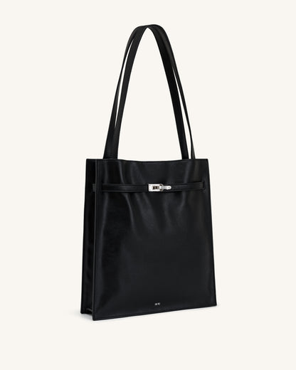 Noelle Belted Tote Bag - Black | JW PEI