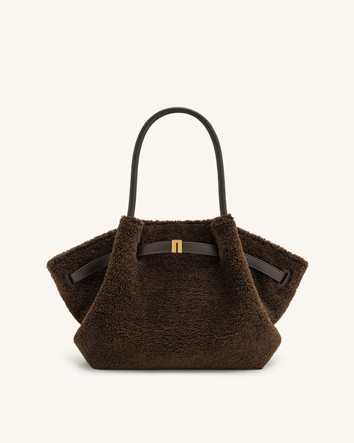 Hana Medium Faux Fur Tote Bag - Mocha Brown | JW PEI