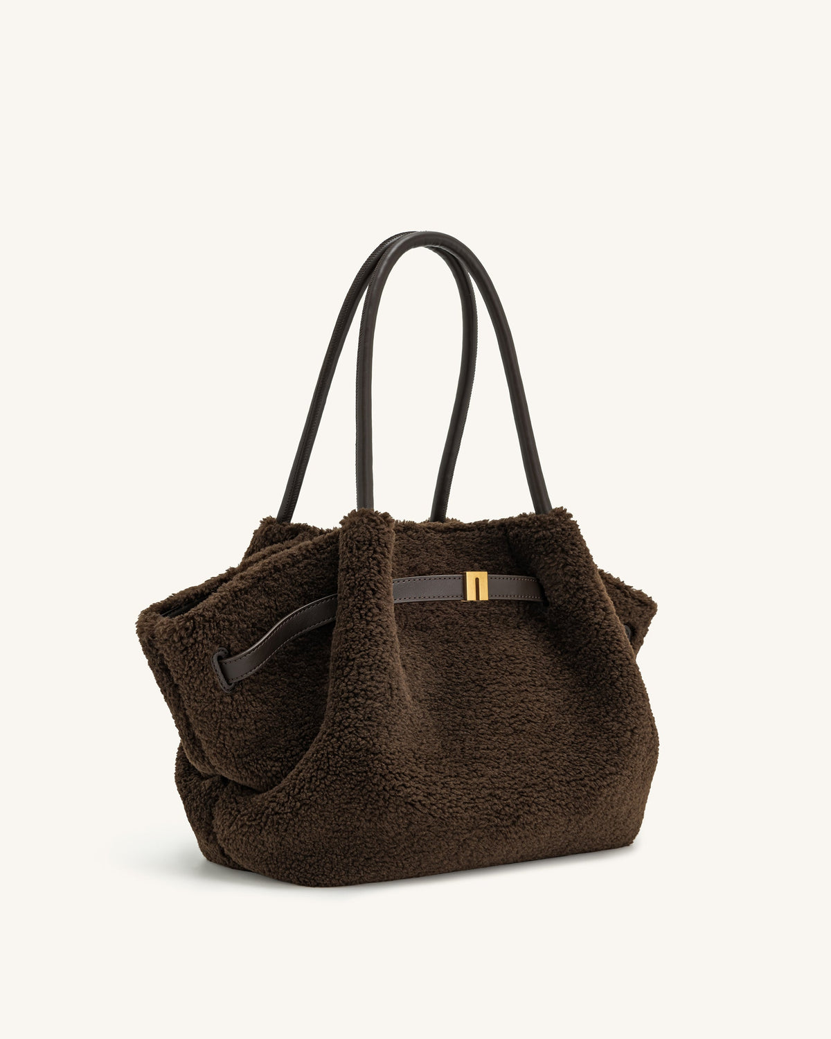 Hana Medium Faux Fur Tote Bag - Mocha Brown | JW PEI