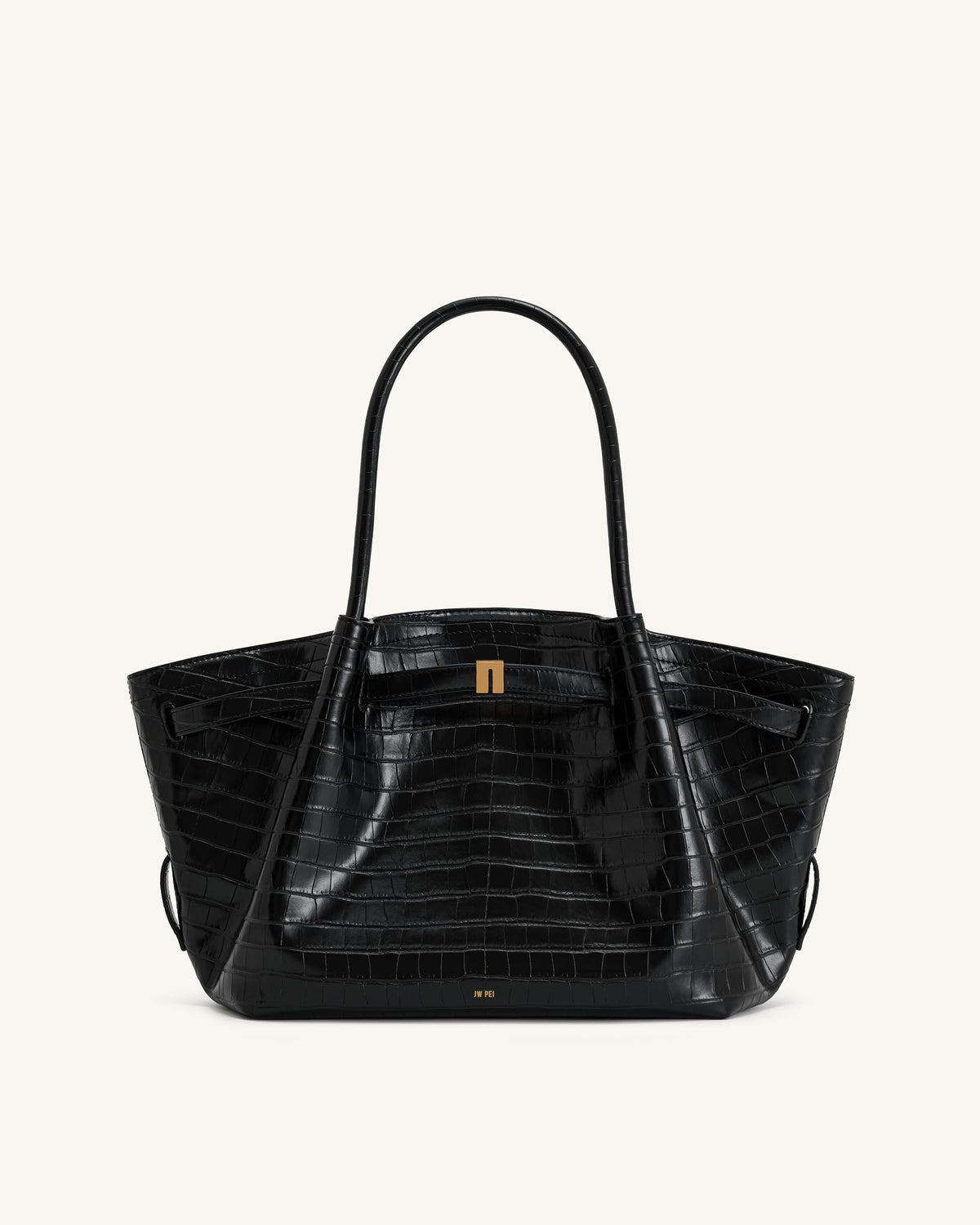 Hana Medium Tote Bag - Black Croc | JW PEI