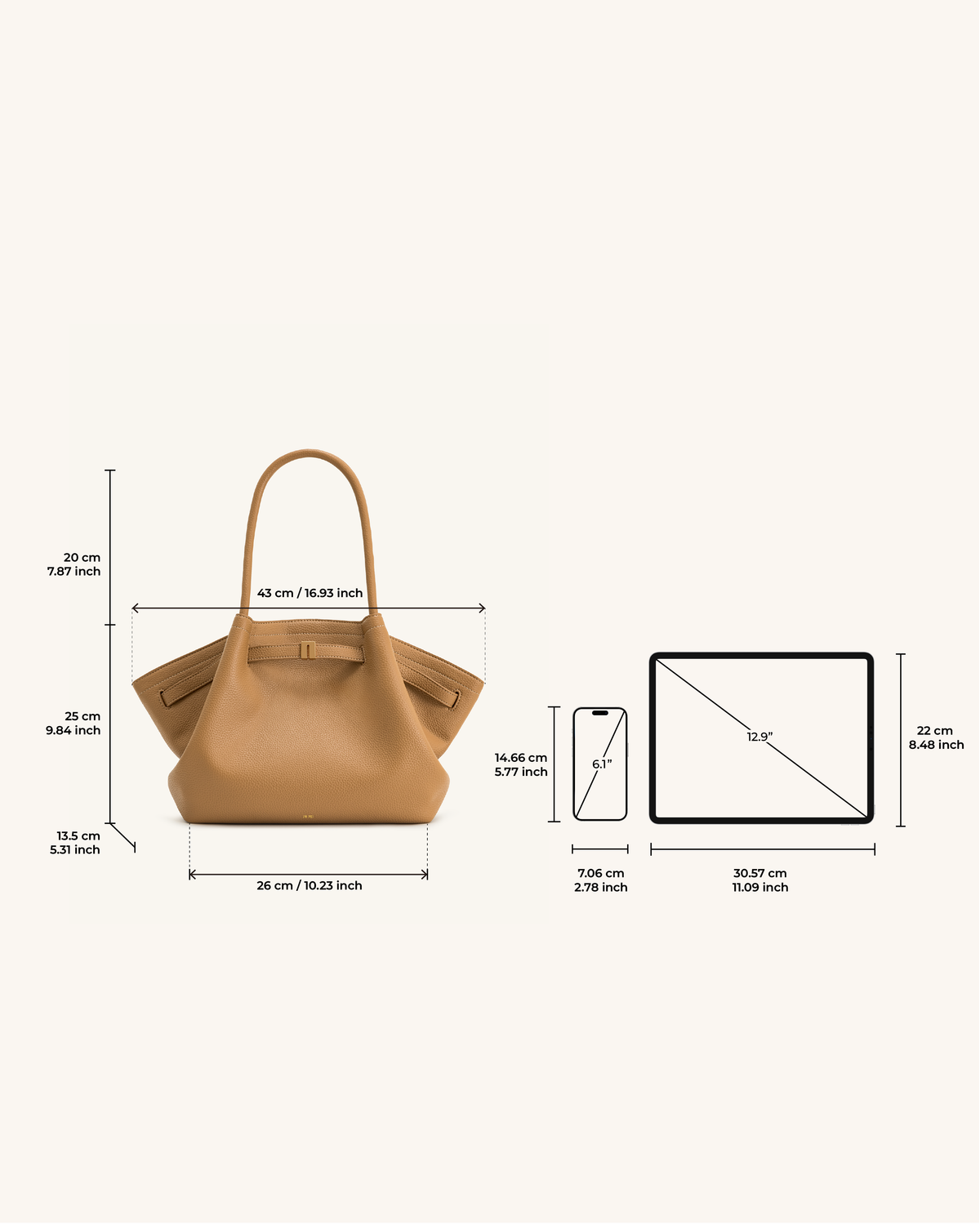 Hana Medium Tote Bag - Latte Color | JW PEI
